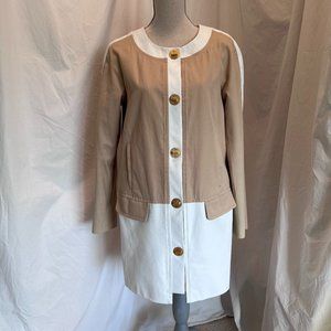 Leifsdottir Anthropologie leather and cotton twill coat